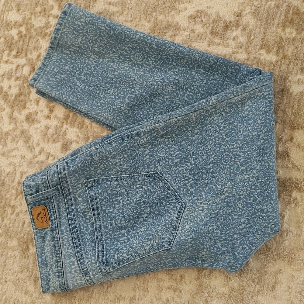 Jordache Skinny Crop Jeans 8 Blue Pattern